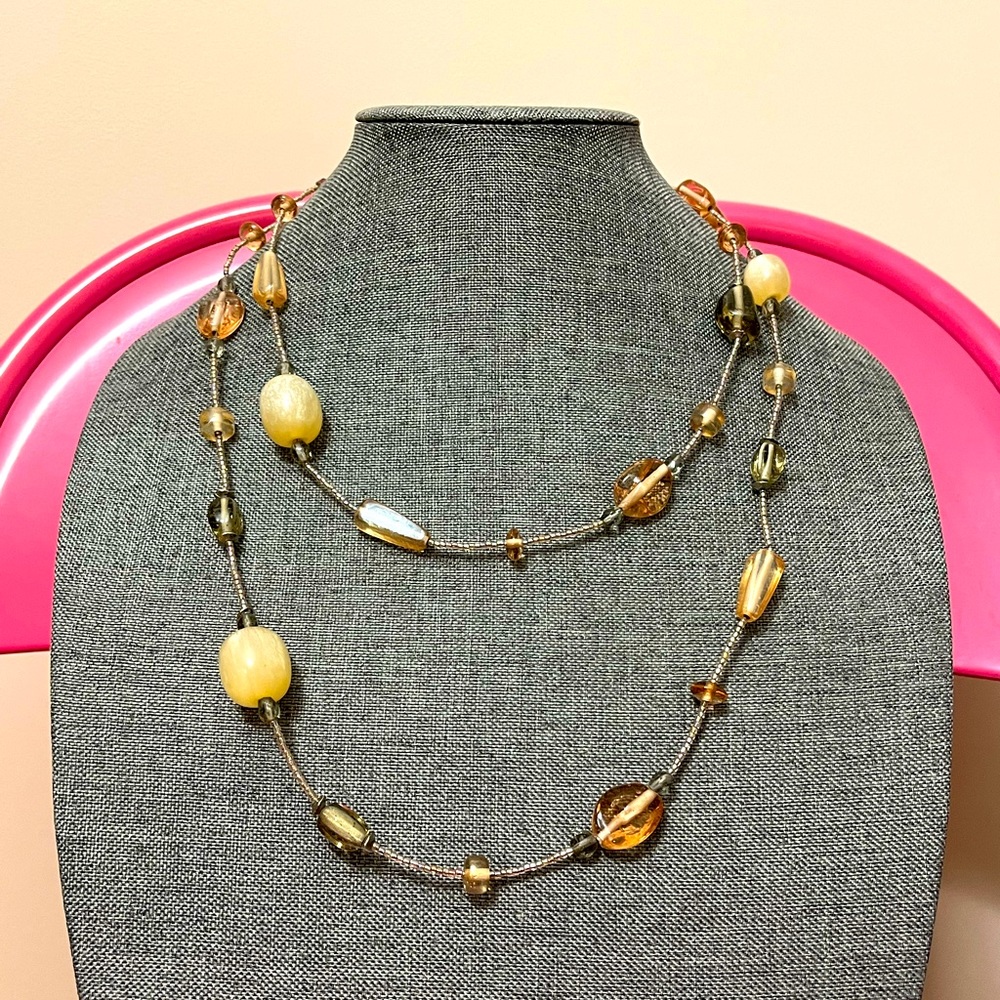 Vintage Y2K Glass Bead Extra Long 48 Inch Necklace